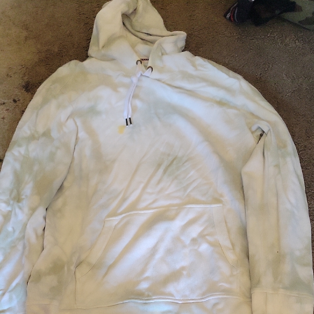 Men's White Tie-Dye Hoodie Sweatshirt